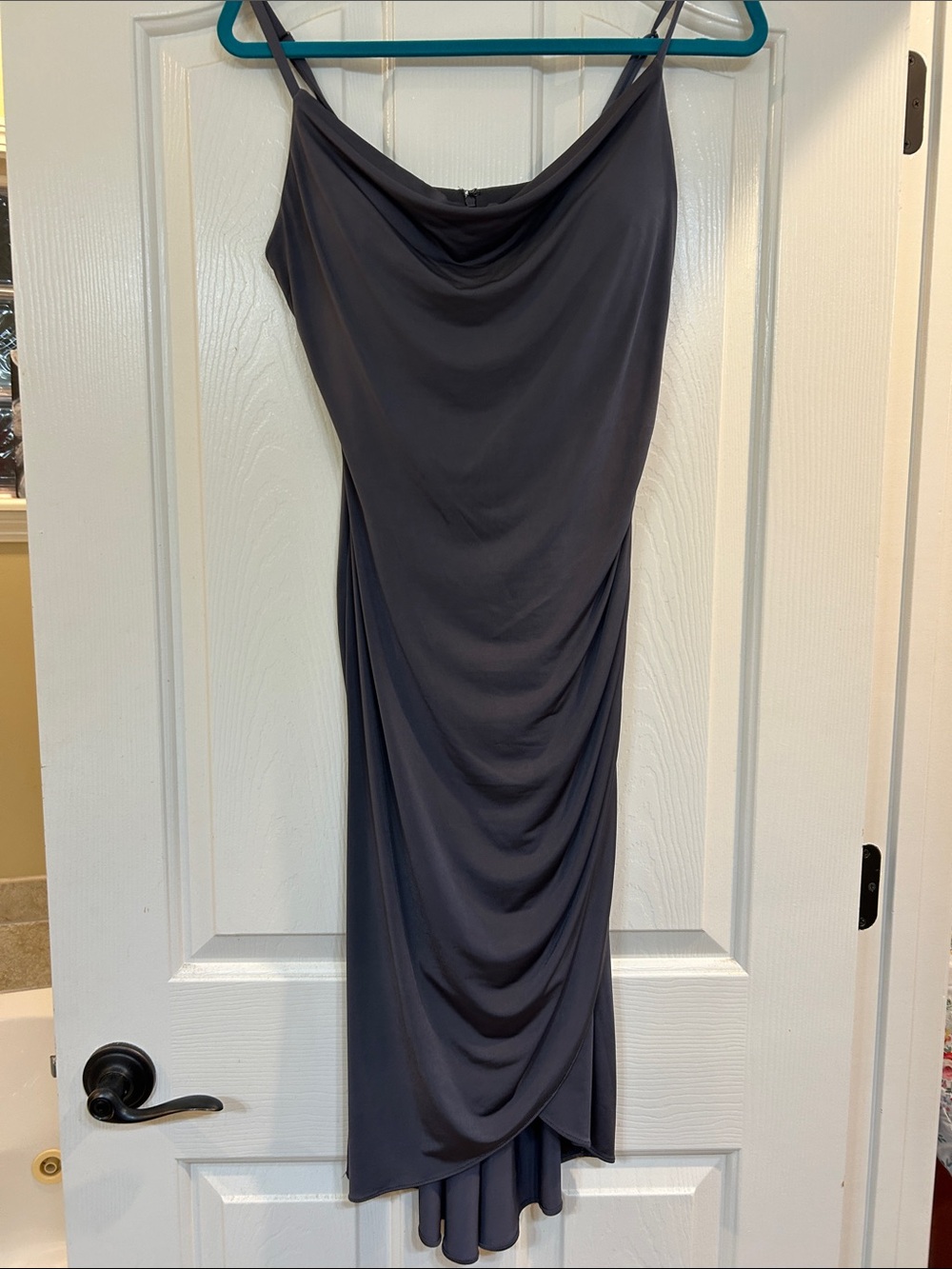 Cowl Neck Slip Dress - Slate Gray